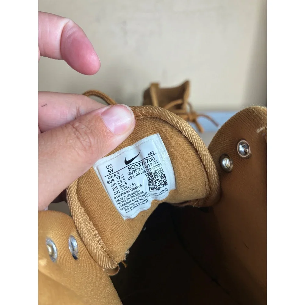 Nike Manoa LTR GS Wheat Brown Leather Boots BQ5371-700 Kids Size 5Y